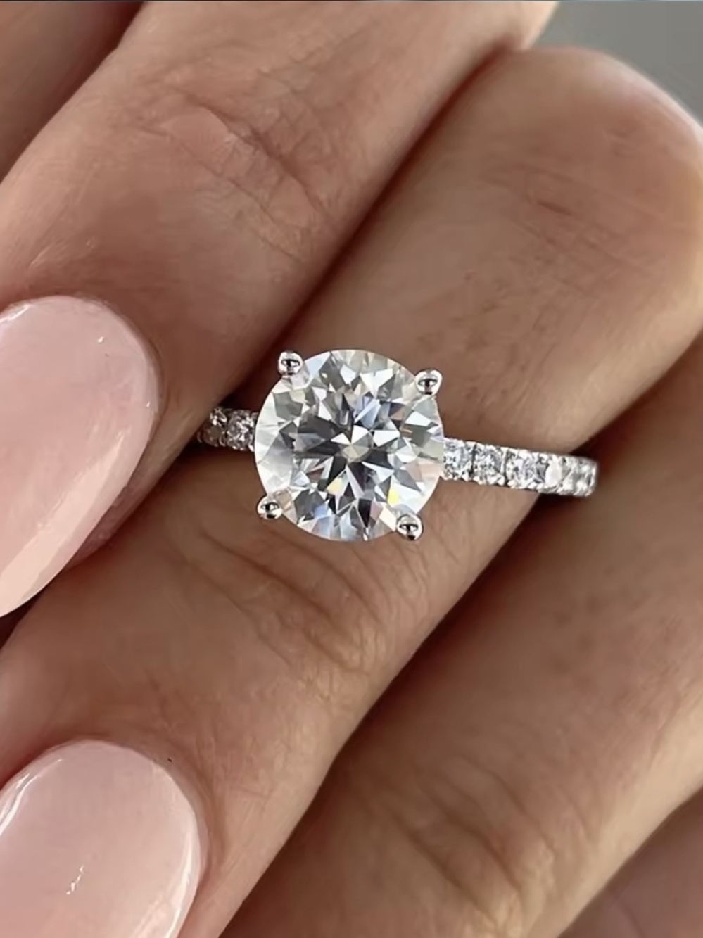 GRA Certified 2.25 CT* Round Cut VVS1 D Sizes 5, 6 & 8.5 Avail. Moissanite Ring